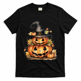 Halloween Pumpkin Witch Fall Autumn Illustration T-Shirt - Black