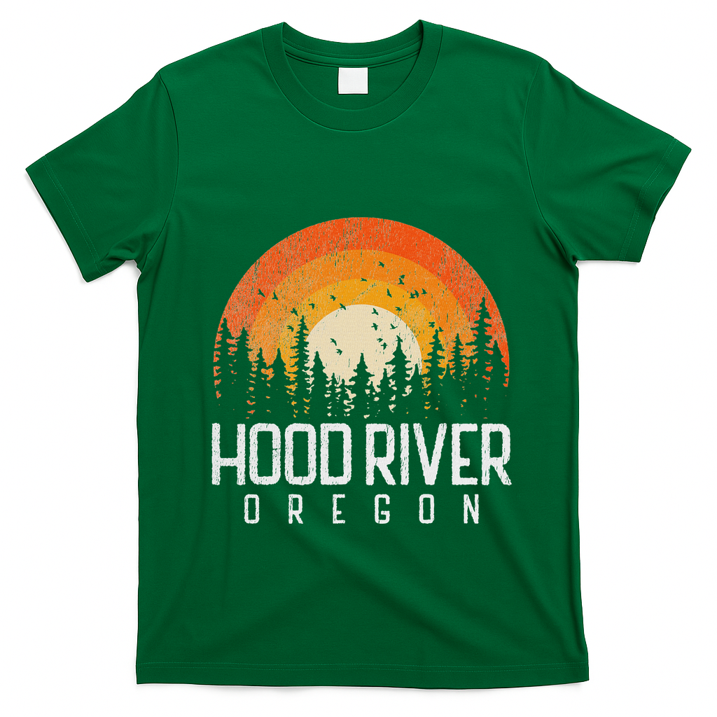 Hood River Oregon Or Retro 80s Vintage Christmas T-Shirt - Irish Green
