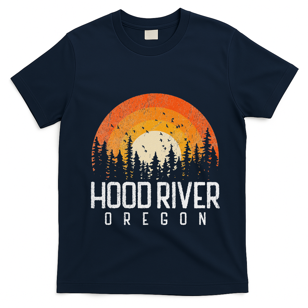 Hood River Oregon Or Retro 80s Vintage Christmas T-Shirt - Navy Blue