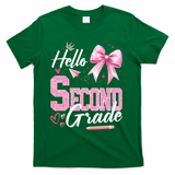 Hello Second 2nd Grade First Day Of School Coquette Teacher T-Shirt - Green