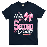 Hello Second 2nd Grade First Day Of School Coquette Teacher T-Shirt - Navy