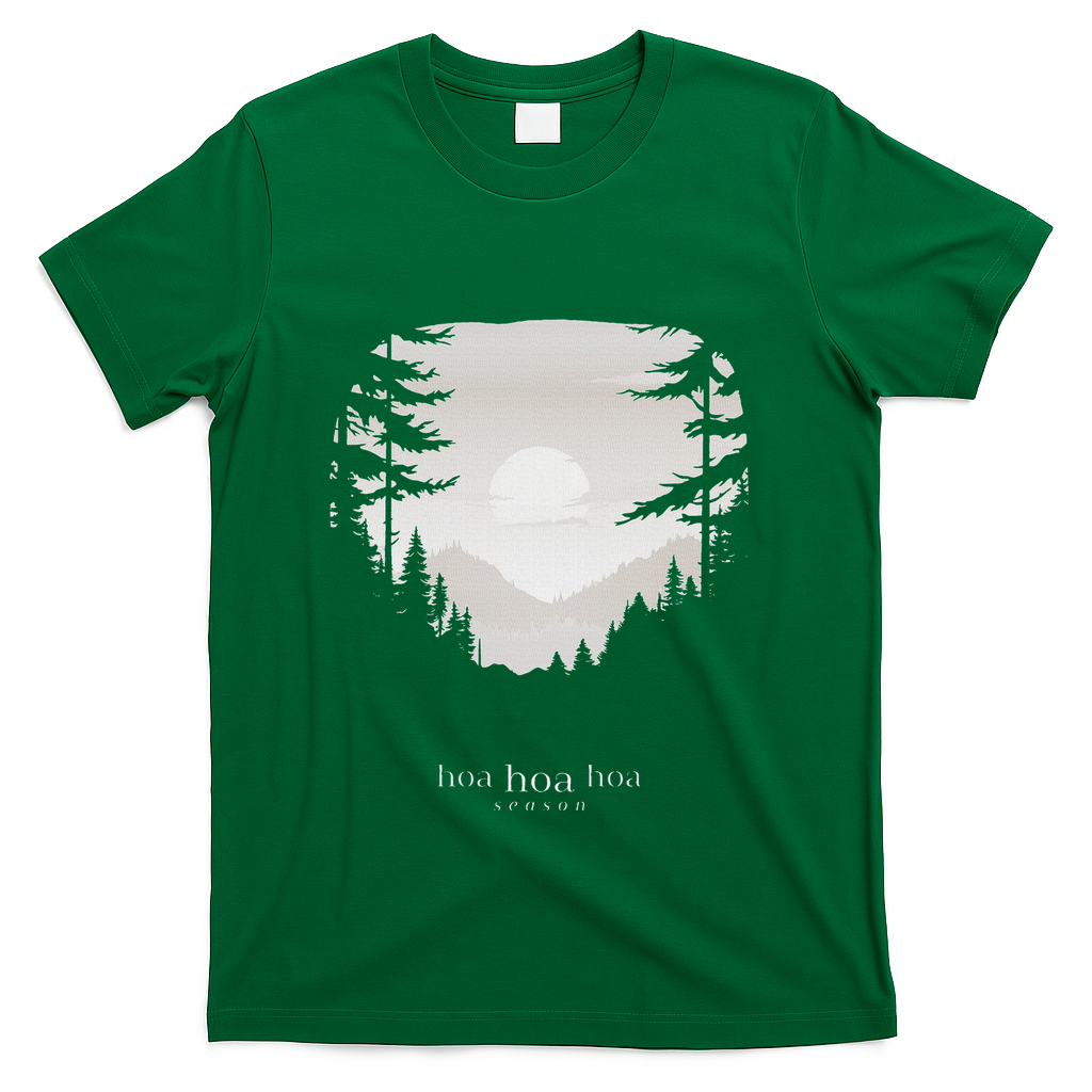 Hoa Season Autumn Fall Mist Trendy Graphic T-Shirt - Green