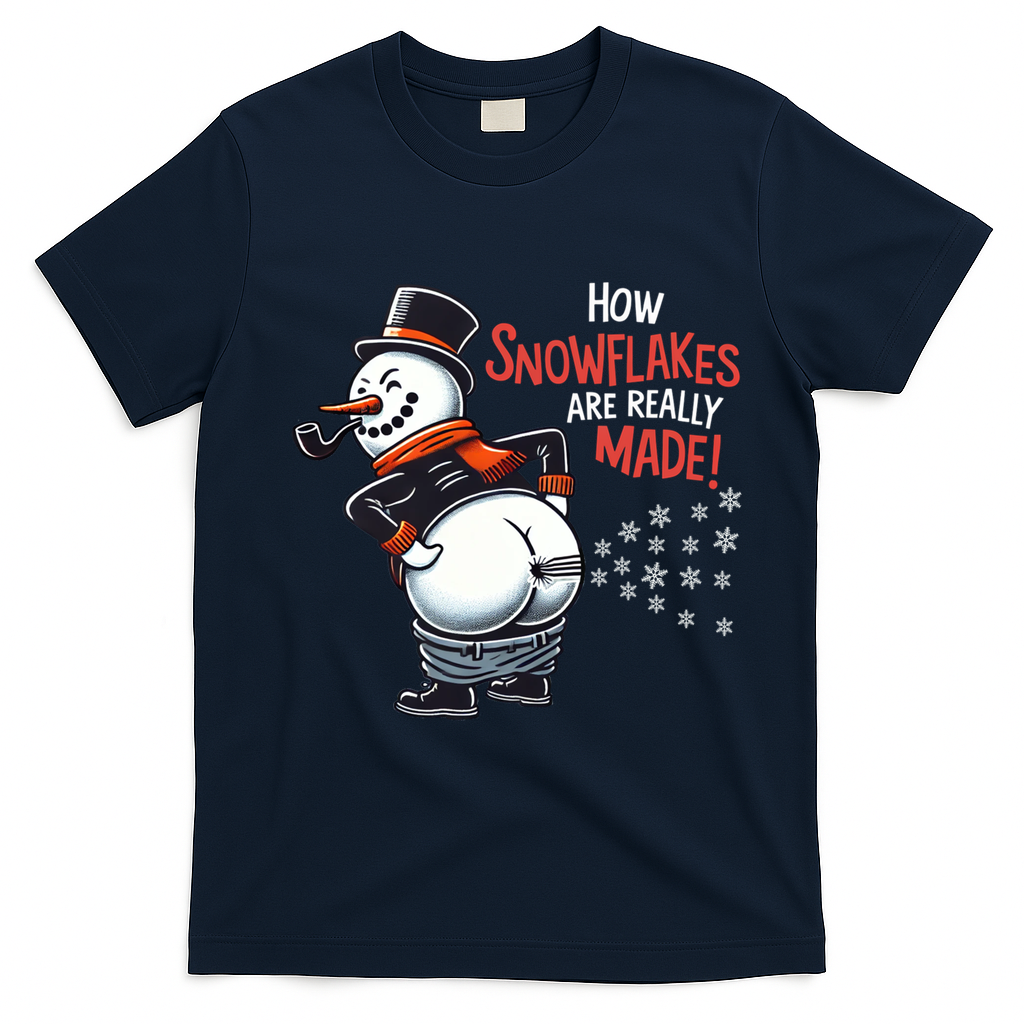 How Snowflakes Are Really Made Christmas Funny Snow Funny Gift T-Shirt - Navy Blue