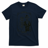 Halloween Skeletons Bride And Groom Just Married Funny T-Shirt - Navy Blue