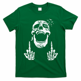 Halloween Skeleton Bones Middle Finger Skull T-Shirt - Irish Green