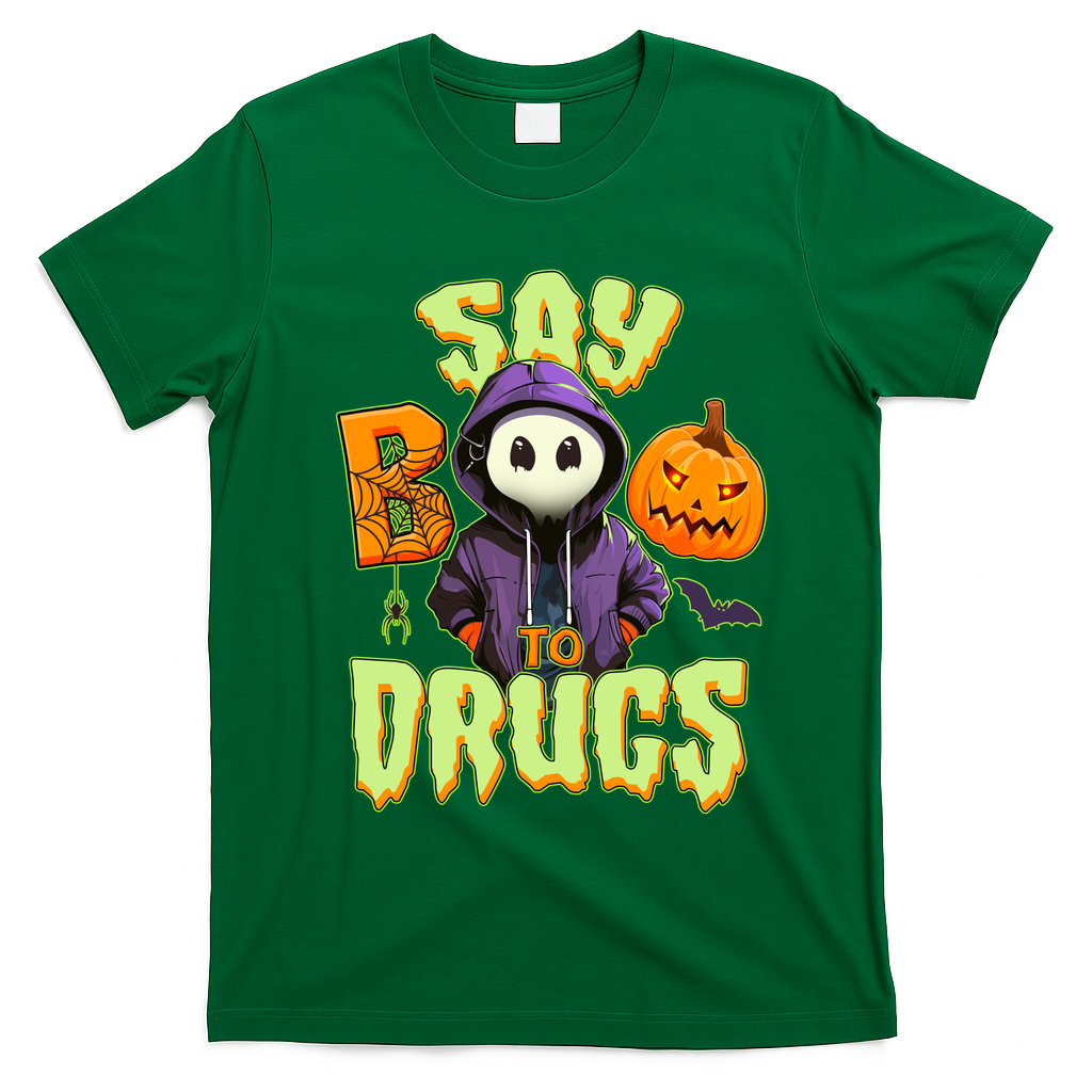 Halloween Say Boo To Drugs T-Shirt - Irish Green