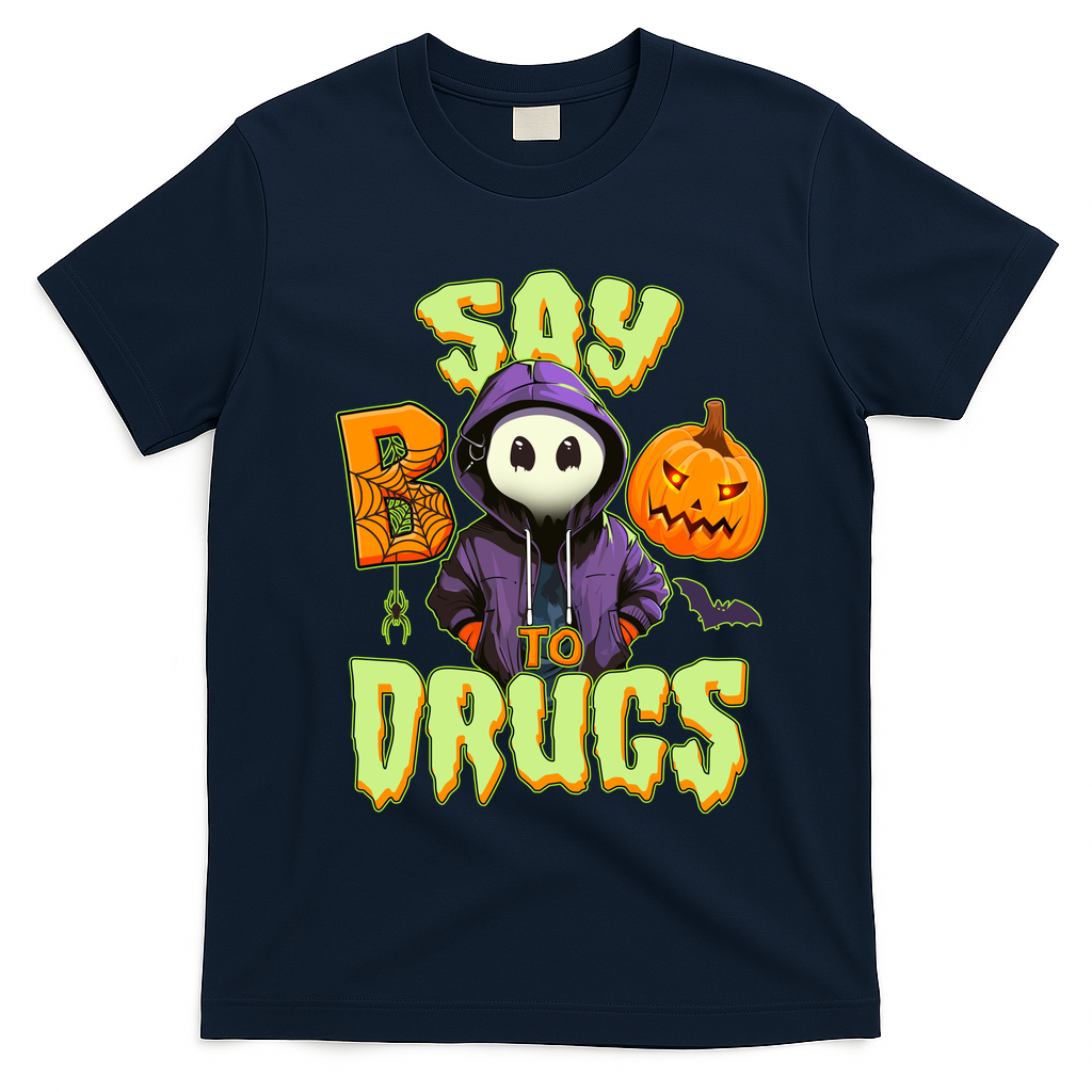 Halloween Say Boo To Drugs T-Shirt - Navy Blue
