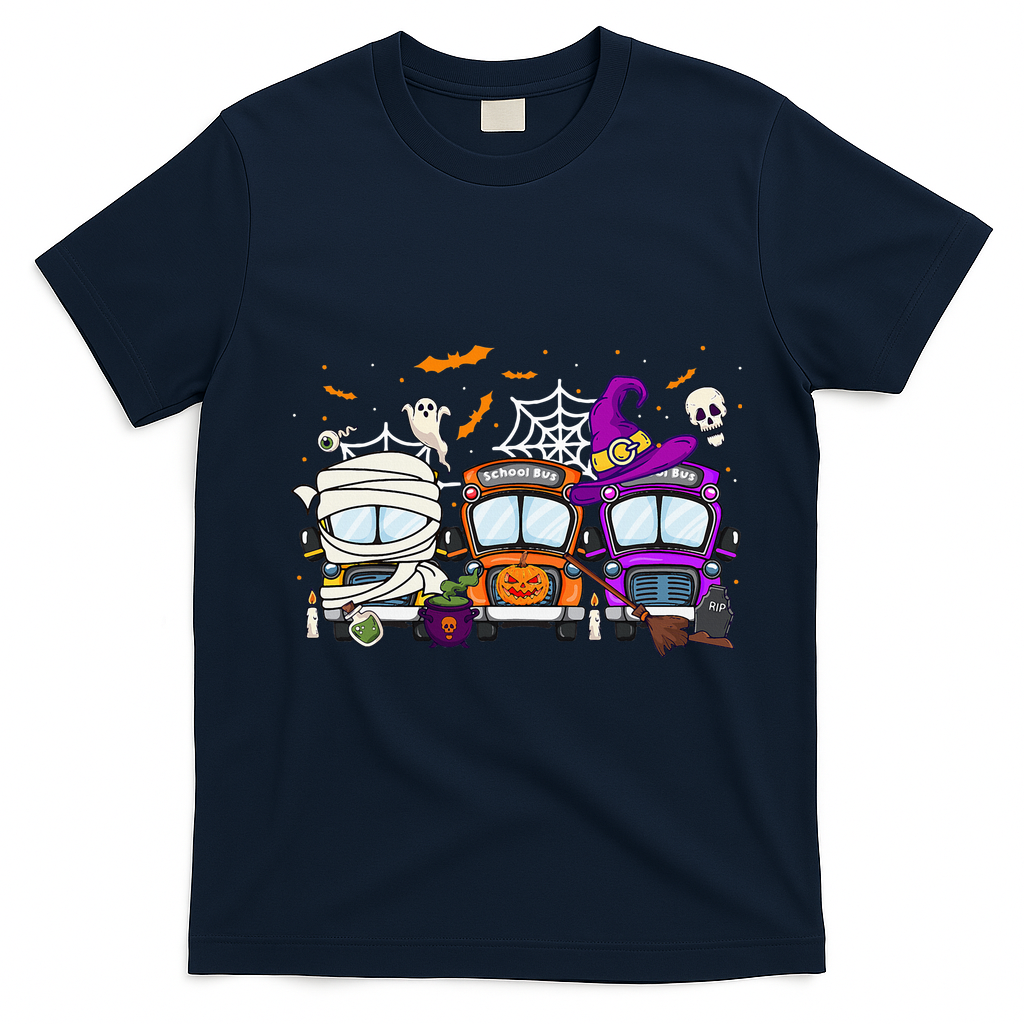 Hilarious School Bus Driver Costume for Halloween T-Shirt - Navy Blue