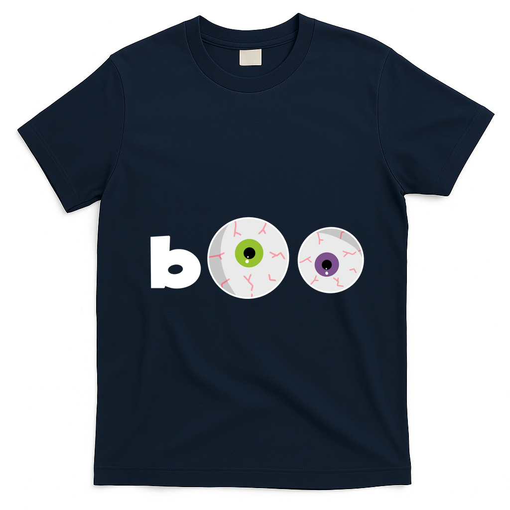 Halloween Scary Boo Eyes T-Shirt - Navy Blue