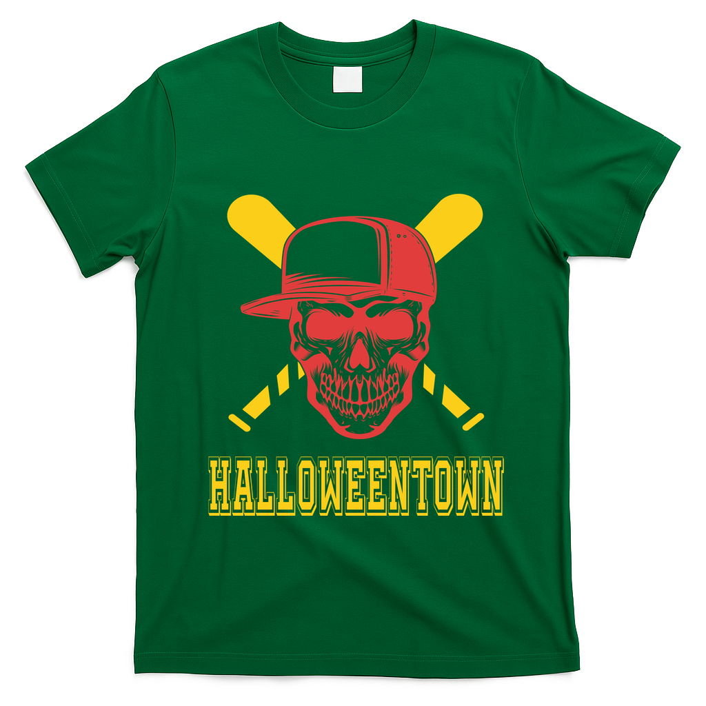 Halloweentown Skeleton Baseball T-Shirt - Irish Green