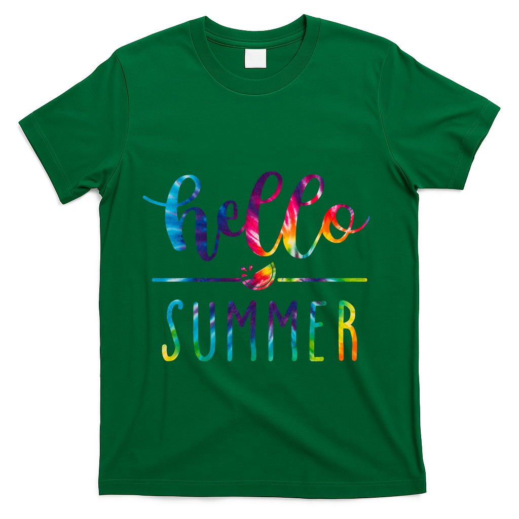 Hello Summer Colorful Rainbow T-Shirt - Green