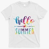 Hello Summer Colorful Rainbow T-Shirt - White