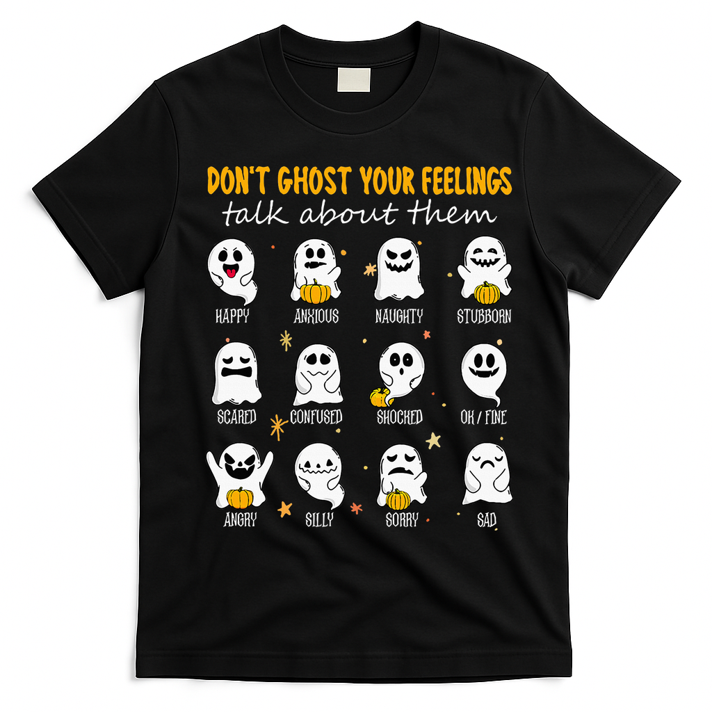 Halloween School Counselor DonT Ghost Your Feeling Teacher T-Shirt - Black