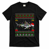 Hammerhead Shark Christmas Lights Santa Ugly Xmas Gift T-Shirt - Black