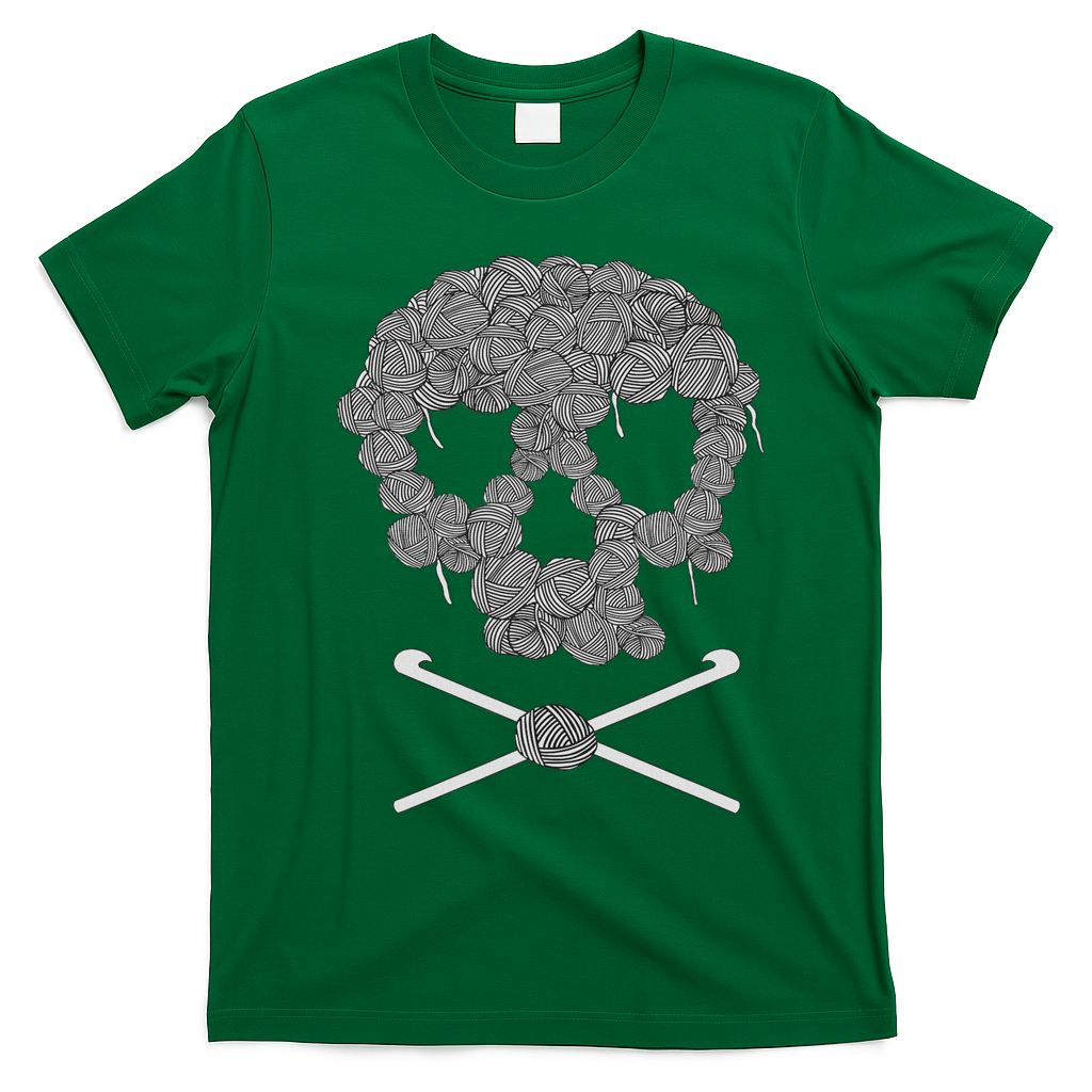Halloween Skull Crochet Lovers Yarn Funny Skeleton T-Shirt - Irish Green