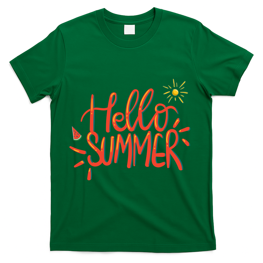 Hello Summer Fun Cute T-Shirt - Green
