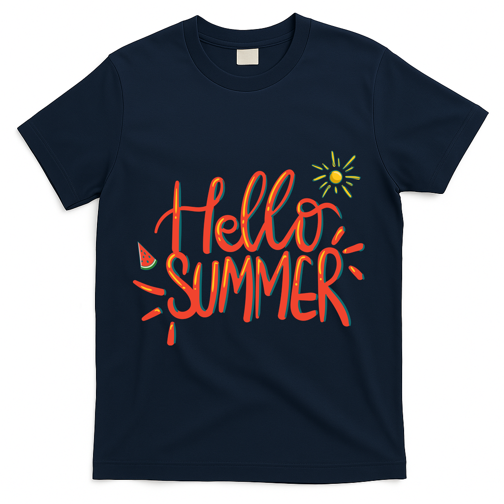 Hello Summer Fun Cute T-Shirt - Navy