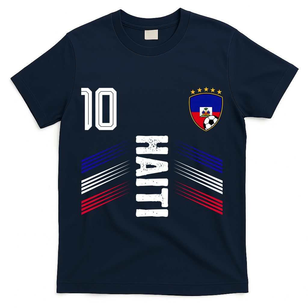 Haiti Soccer Fan Number 10 Graphic Jersey T-Shirt - Navy