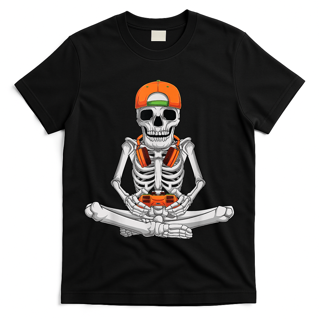 Halloween Skeleton Gamer Video Gaming Boys T-Shirt