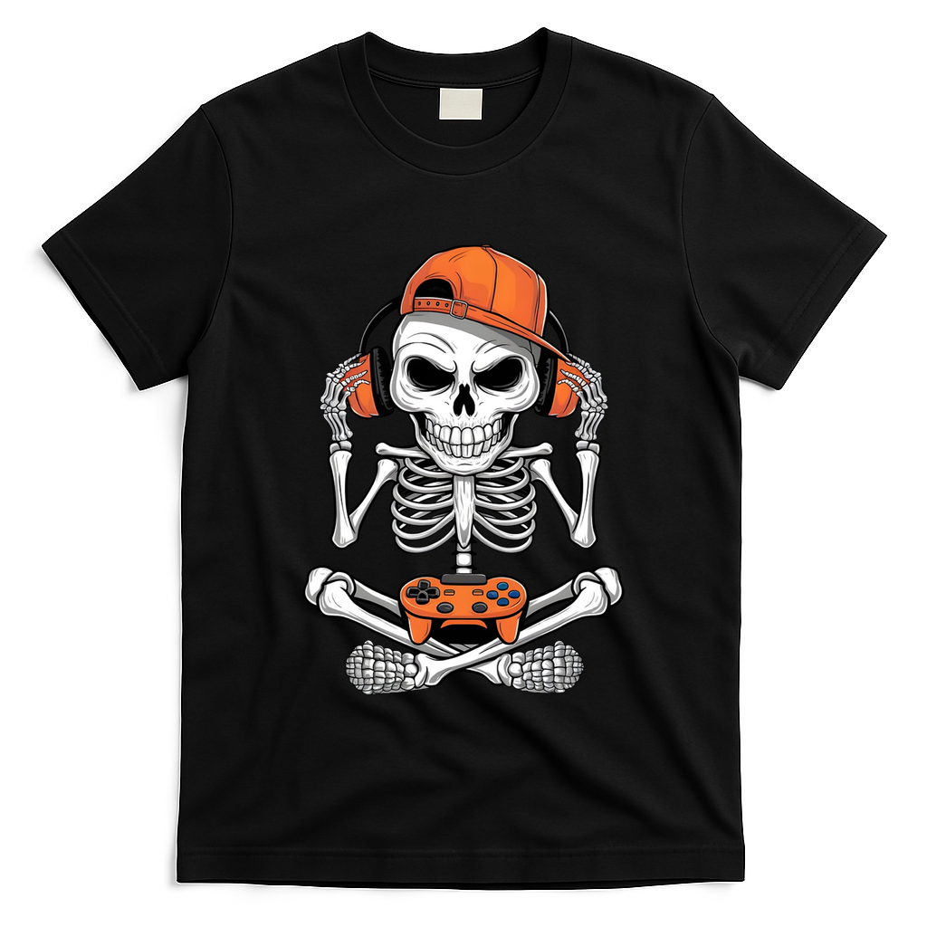 Halloween Skeleton Gamer Video Gaming T-Shirt