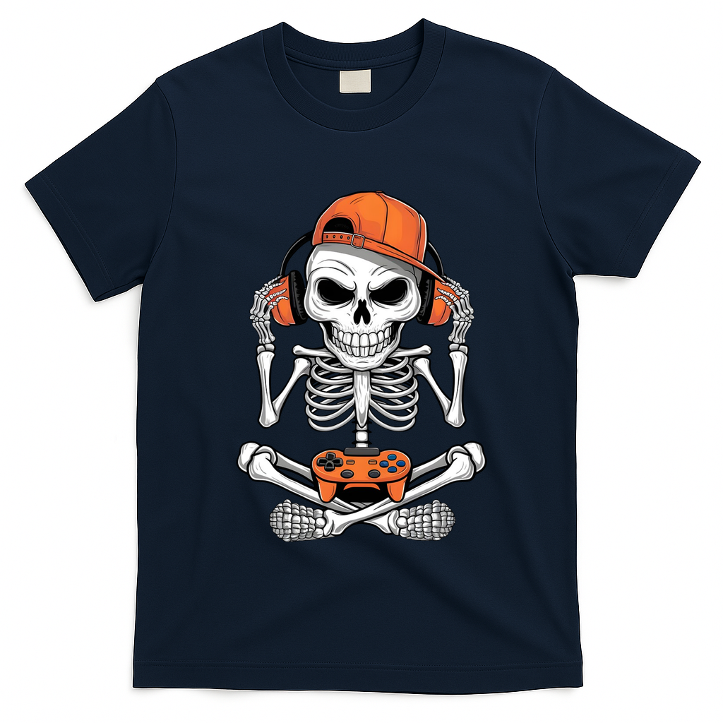 Halloween Skeleton Gamer Video Gaming T-Shirt