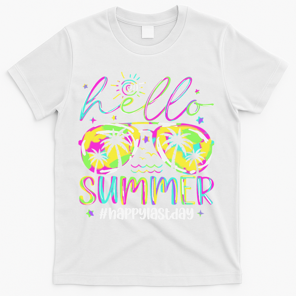 Hello Summer Happy Last Day Of School Teacher Student T-Shirt - White