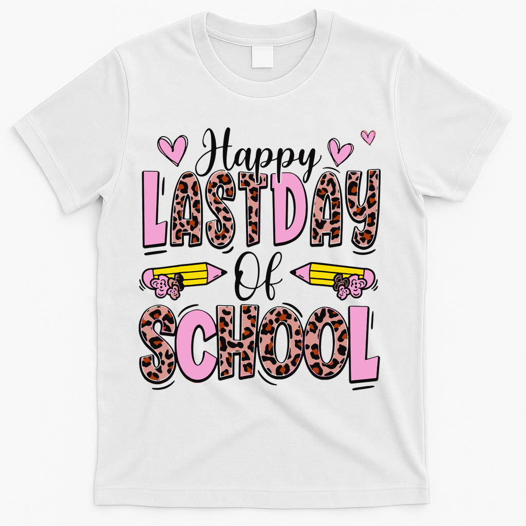 Hello Summer Happy Last Day Of School Leopard T-Shirt - White