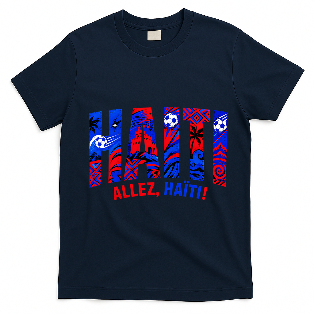 Haiti Soccer Lovers Allez, Haïti! T-Shirt - Navy Blue