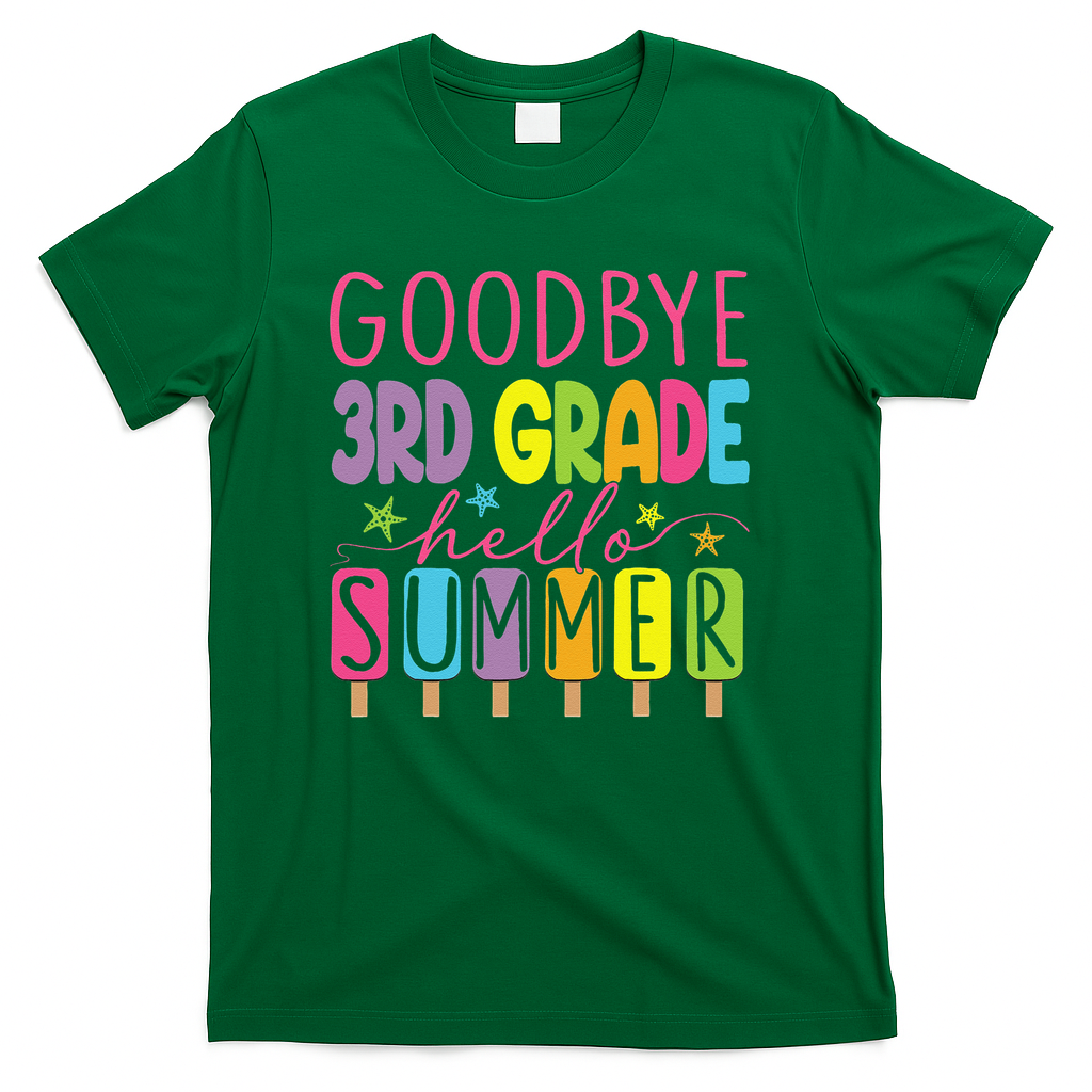 Hello Summer Last Day Of School Goodbye 3rd Grade T-Shirt - Green