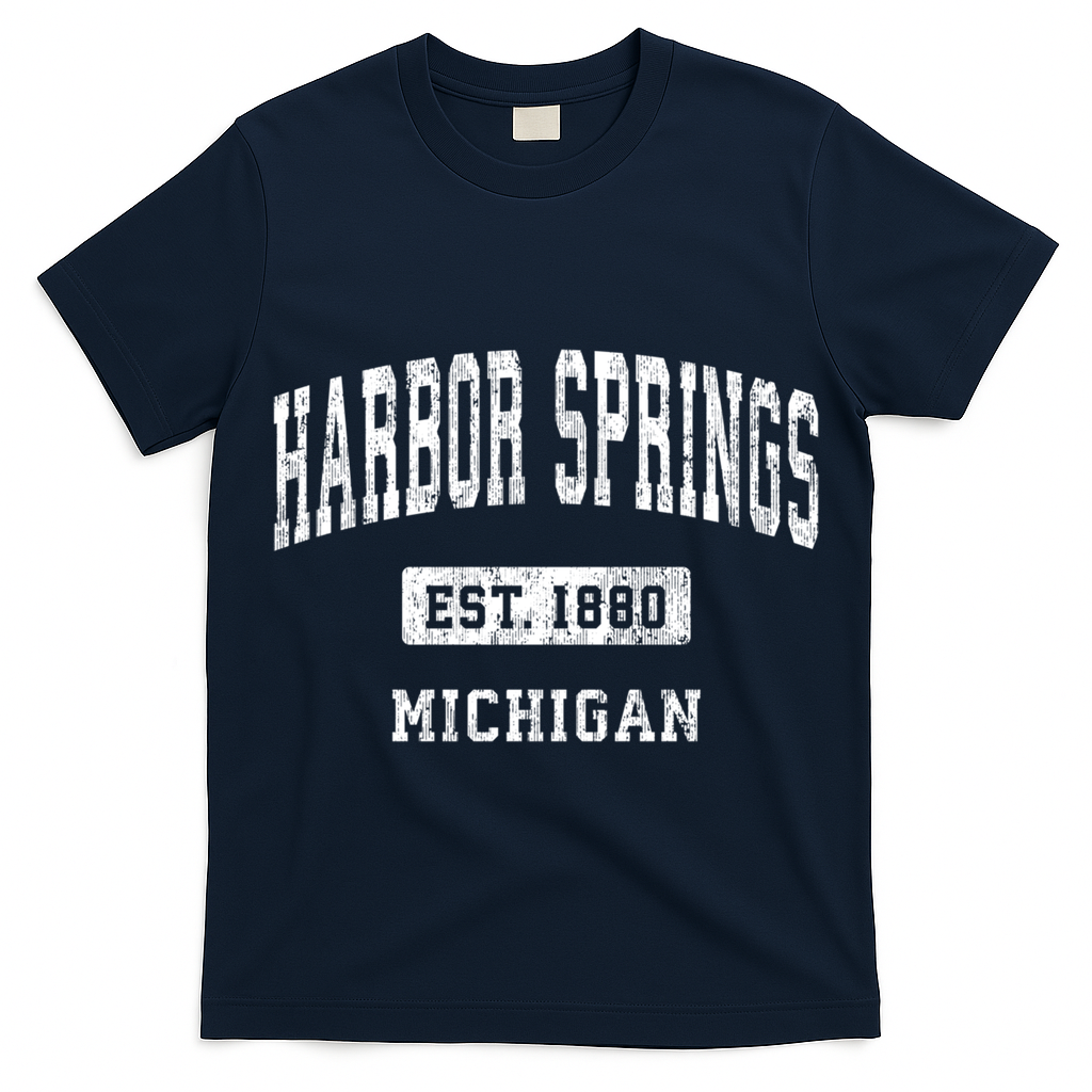 Harbor Springs Michigan Mi Vintage Established Athletic Sports Design T-Shirt