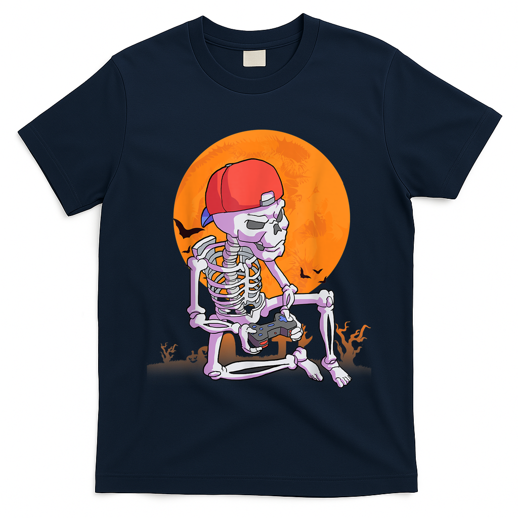 Halloween Shirt Men Boys Gamer Gaming Skeleton T-Shirt