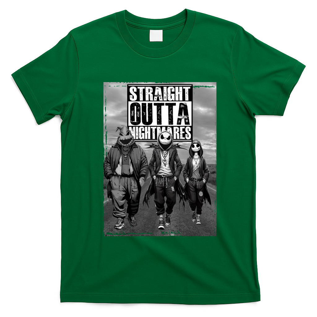 Halloween Straight Outta Nightmare Jack And Sally Oogie Boogie T-Shirt - Irish Green