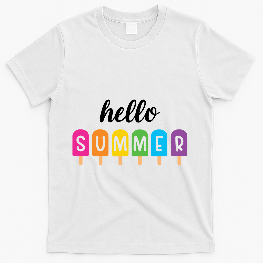 Hello Summer Popsicle Colorful T-Shirt - White