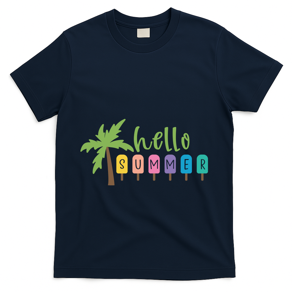 Hello Summer Popsicles Tropical T-Shirt - Navy