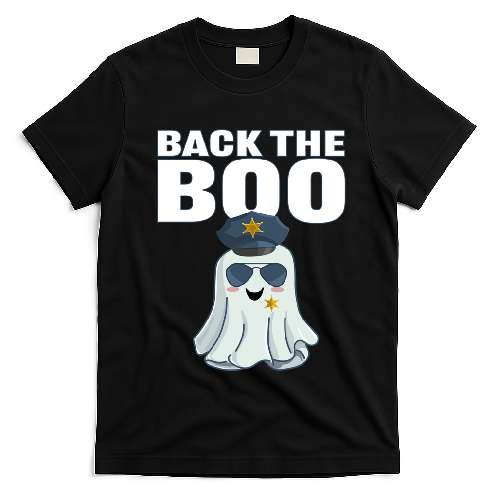 Halloween Spooky Seas The Boo Funny Police Ghost Gift T-Shirt - Black