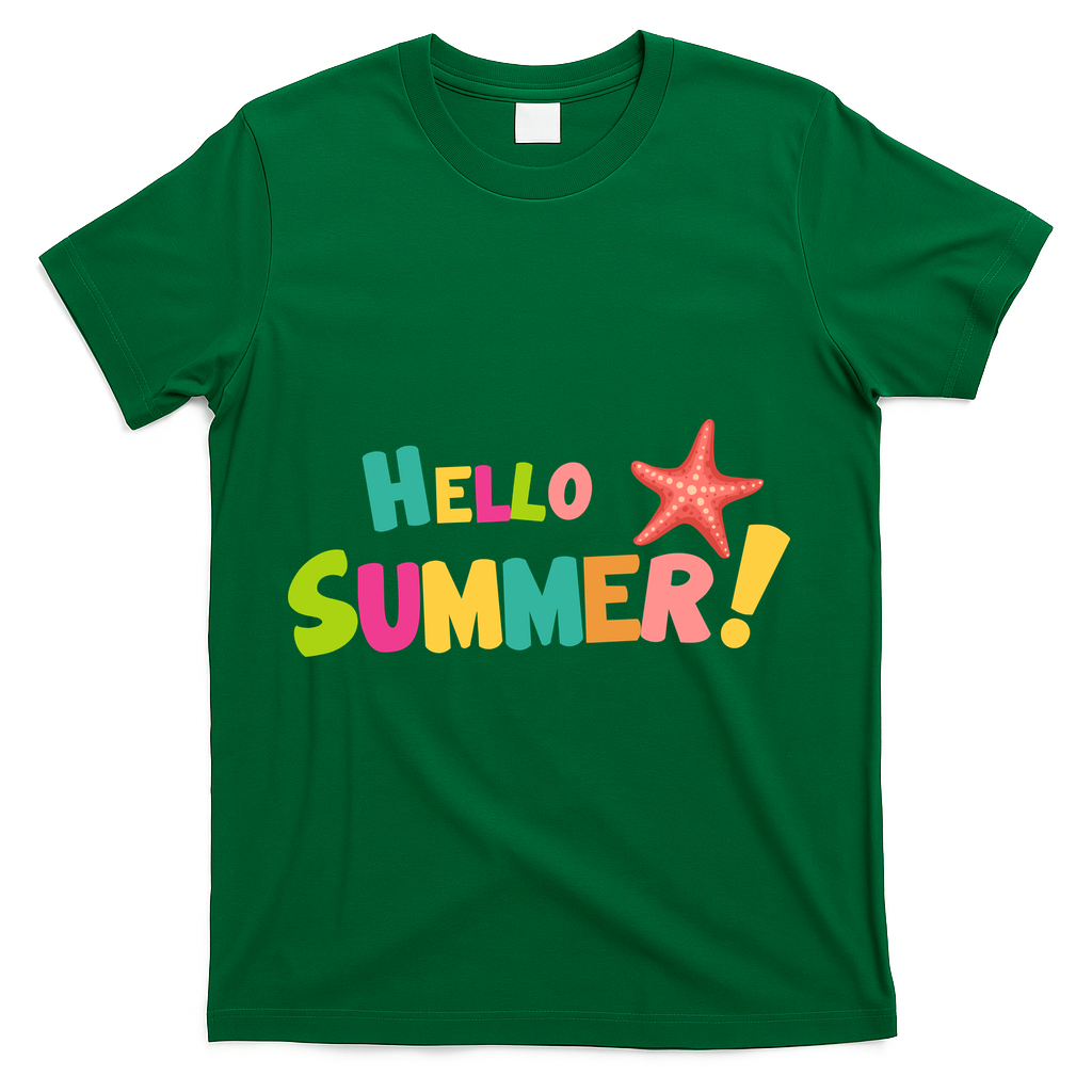 Hello Summer Starfish Colorful T-Shirt - Green