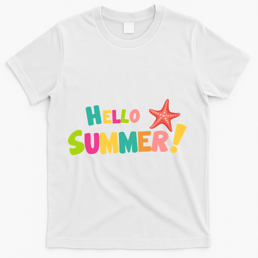 Hello Summer Starfish Colorful T-Shirt - White