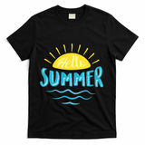Hello Summer Sunset Ocean Wave T-Shirt - Black