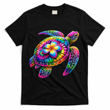 Hawaiian Sea Turtle Tie Dye Hawaii Vacation Beach Summer T-Shirt - Black