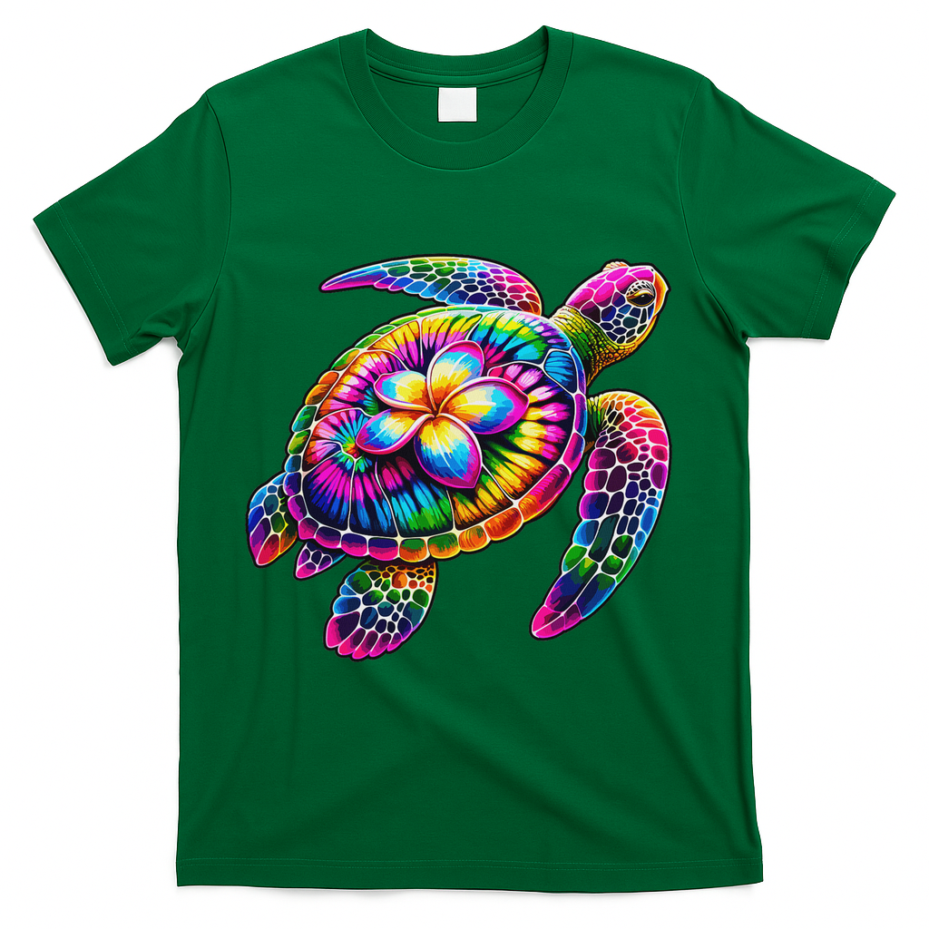 Hawaiian Sea Turtle Tie Dye Hawaii Vacation Beach Summer T-Shirt - Green