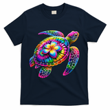 Hawaiian Sea Turtle Tie Dye Hawaii Vacation Beach Summer T-Shirt - Navy
