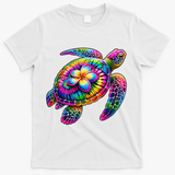 Hawaiian Sea Turtle Tie Dye Hawaii Vacation Beach Summer T-Shirt - White