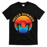 Hello Summer Tropical Sunset Beach T-Shirt - Black
