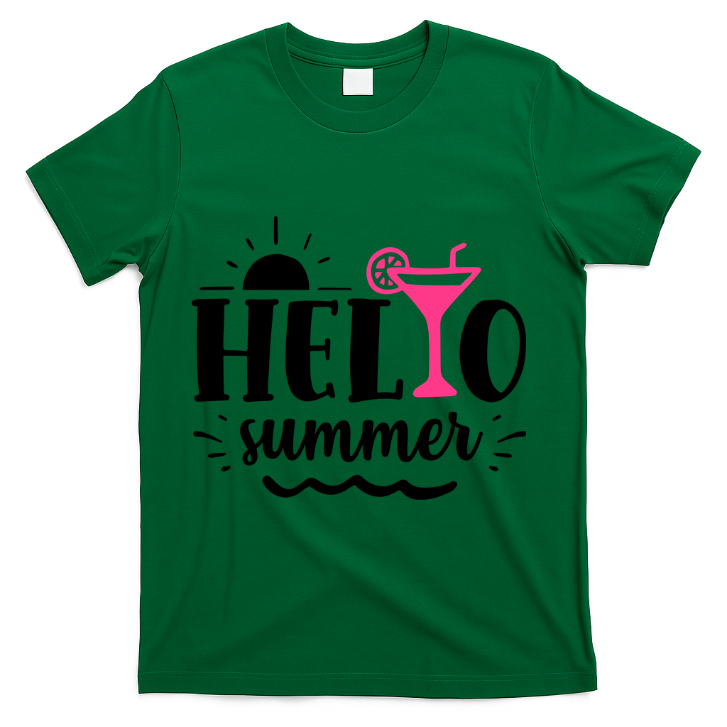 Hello Summer Vacation Fun T-Shirt - Green