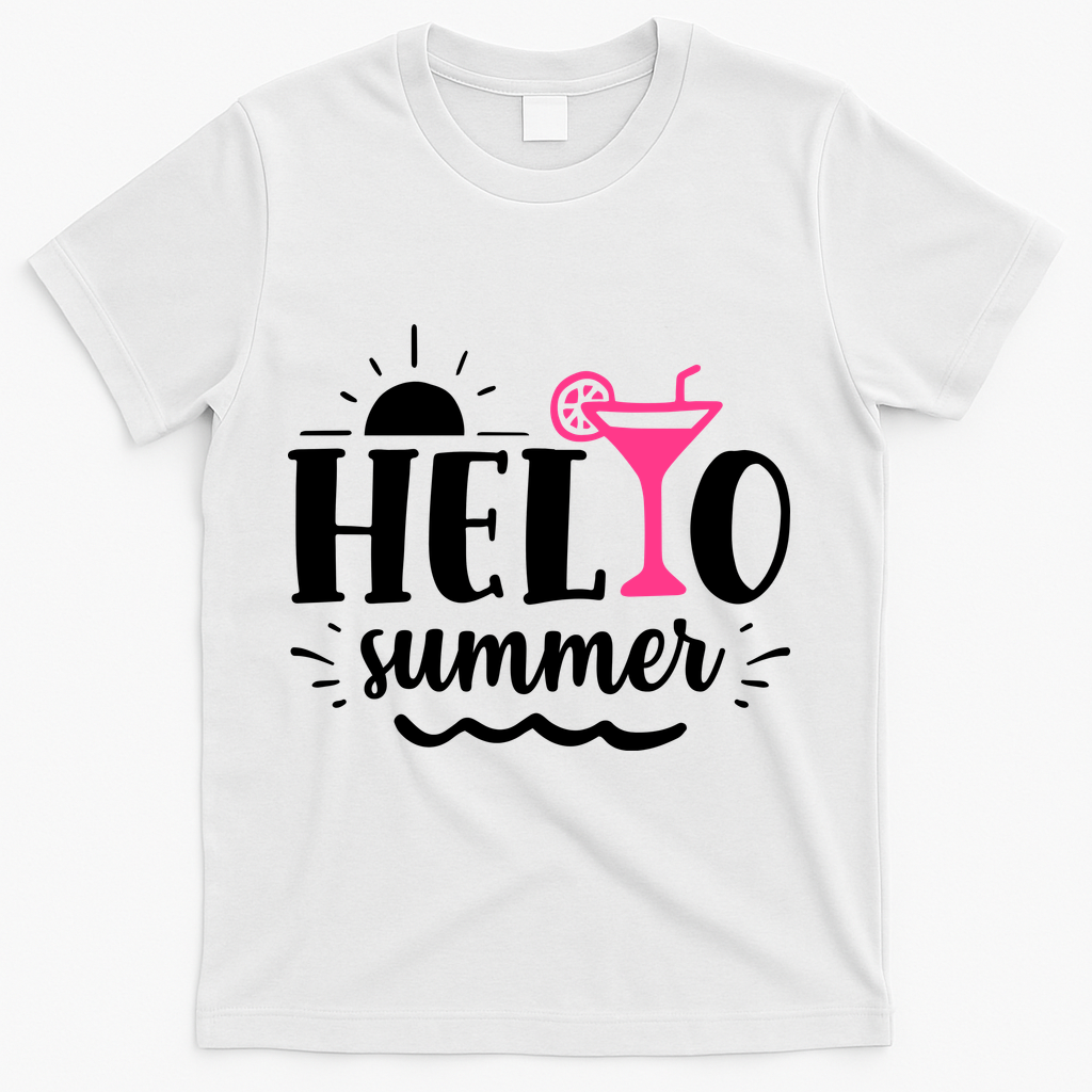 Hello Summer Vacation Fun T-Shirt - White