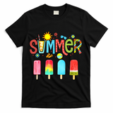 Hello Summer Vacation Ice Cream Popsicle Ice Lolly Gifts T-Shirt - Black