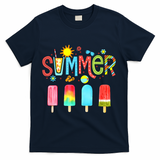 Hello Summer Vacation Ice Cream Popsicle Ice Lolly Gifts T-Shirt - Navy
