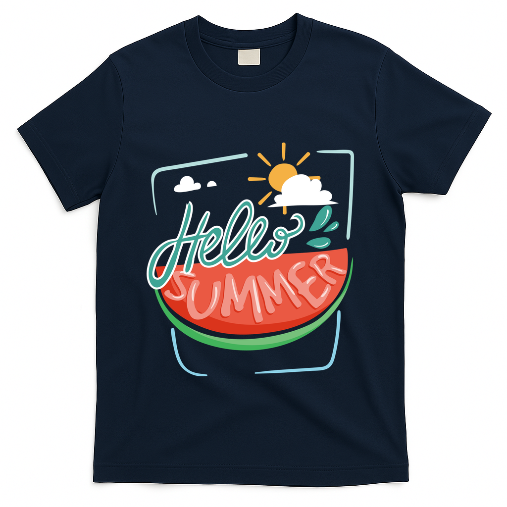Hello Summer Watermelon Sunshine T-Shirt - Navy