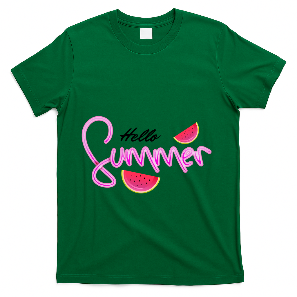 Hello Summer Watermelon Retro T-Shirt - Green