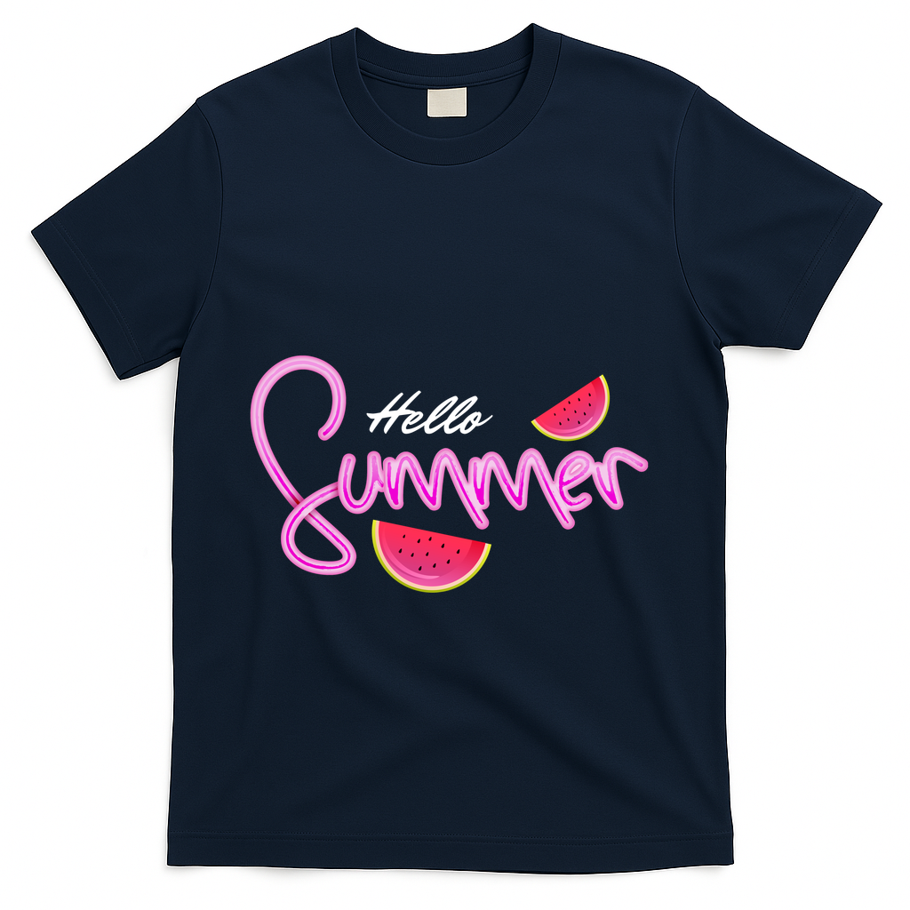 Hello Summer Watermelon Retro T-Shirt - Navy